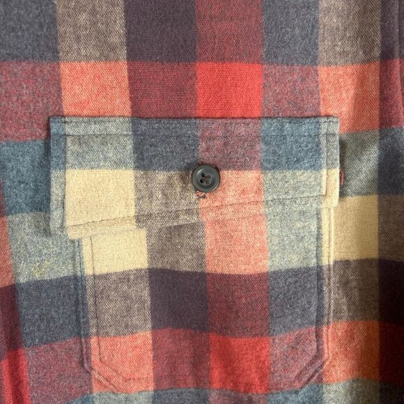 LL Bean Chamois Cloth Flannel Shirt Large Tall (LT) Heavy Fall Orange and Black - Picture 5 of 6